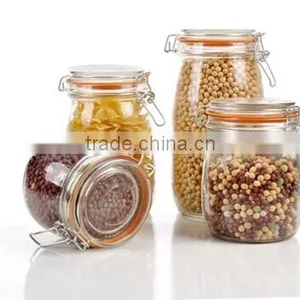 Pure Color Glass Jar for Honey Glass Airtight Canister With Clamp Lid thumbnail-1