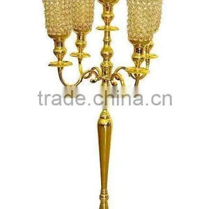 Gold Plated Crystal Votive Wedding Candelabra thumbnail-1