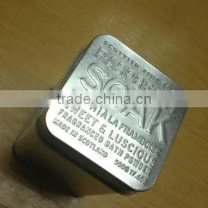 Metal Plain Square Tin With Full Embossing Lid thumbnail-1