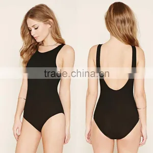 Thong Leotard Women Sleeveless O-Neck Deep Scoop Back Ribbed Dance Leotard For Sale thumbnail-1