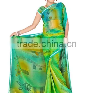 Flower Printed Saree in Different Color thumbnail-2
