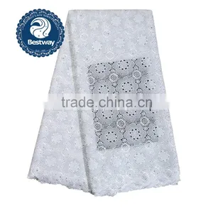 African Lace Fabrics Swiss Voile Lace With Stones Swiss Cotton Lace SL0426 thumbnail-4