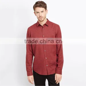 Custom Hot Stylish Plaid Red Business Dress Formal Shirts for Men thumbnail-1