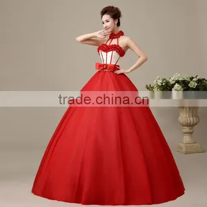 MGOO Dream Red Color Chinese Style Fairy Dancing Dress Halter Puff Prom Dress For Ladies L000122 thumbnail-3