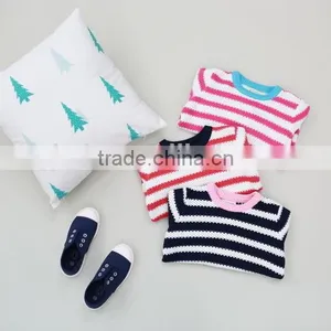 2106 New Tidal Range - Striped Girls Pure 100% Cotton Sweater Wholesale thumbnail-3