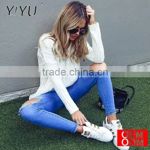 Autumn Criss Cross Top Backless Knitted Sweater Women 2017 Spring Oversized Knitwear Loose Jumpers White Pullover thumbnail-6