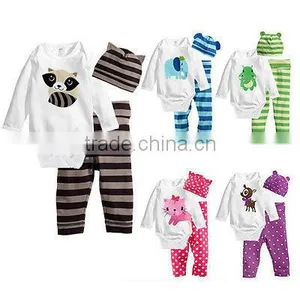 New Infant Baby Winter Bodysuit Hat Cotton Set Clothes thumbnail-1