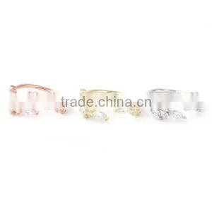 White Copper Open Rings Silver Tone Leaf thumbnail-3