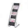 6 Compartments Floor Stand Literature Newspaper and Magazine Display Rack Powder Coating thumbnail-1