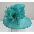 Wedding Turquoise Sinamay Ladies Hats Feather Trim With Sinamay Loops thumbnail-1