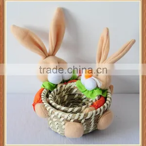 Small Grass Handmade Easter Rabbit Gift Baskets thumbnail-2