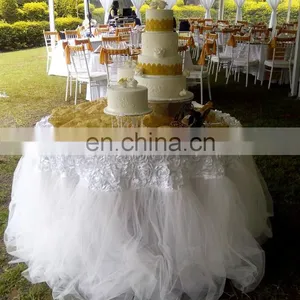 Romatic Wedding Rosette and Tulle Table Skirting Designs thumbnail-1