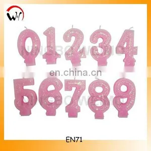 Funny Birthday Number 0-9 Glitter Pink Candle thumbnail-1