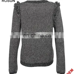 China Factory Dark Grey Long Sleeves Pleated Pullover Sweater thumbnail-2