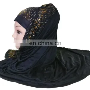 Black Color Stoles Hijab Scarf Designs With Golden Diamond Stone Work Embroidery 2017 (scarves Scarf Stoles Hijab) thumbnail-3