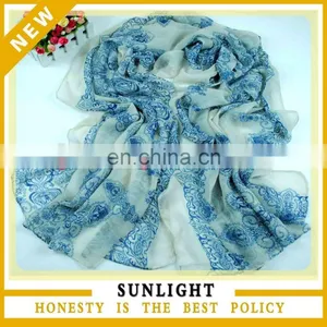 New Design Fashion Lady Voile Scarf Custom Printed Long Scarf thumbnail-1