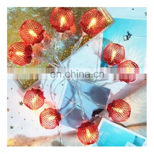 10L Led Iron Mesh Ball String Ceiling Light Christmas Parti Wedding Decoration Holiday Lighting Wall Lights Indoor Diwali Decor thumbnail-1