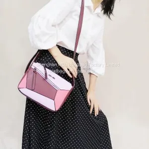 Two Straps Female Unique Contrast Front Hidden Compartment Over Shoulder Wholesale PU PVC Bag Handbags for Women thumbnail-1