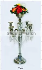 Centerpiece Flower Bowl Candelabra With Hanging Crystals thumbnail-1