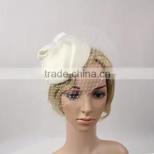 Womens Fascinator Wool Felt Hair Pillbox Hat Veil Cocktail Party Race Fancy Festival Hat thumbnail-6