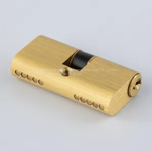 Anti-theft Rust-proof Gold Color Oval Shaped Double Open Brass Lock Cylinder thumbnail-1