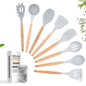Kitchen Accessories Home and Kitchen Cookware Sets PRIVATE LABEL 9 PCS MARBLE SILICONE UTENSILS SET thumbnail-1