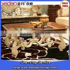 Tempered Glass Oak Coffee Table Design thumbnail-1
