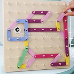 SQ New Design Geometric Wood Puzzle Alphabet and Number Diy Children's Board Game Fun Wooden Assembly Puzzle thumbnail-4