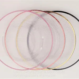 Wholesale Banquet Wedding Gold Silver Rimmed Glass Charger Plate thumbnail-5