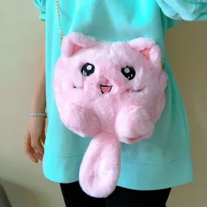 019Wholesale Plush Bag Cute Cat Shape Bag Soft Pink Shoulder Bag for Kids thumbnail-3