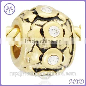 Gold Plated Crystal Paved Faberge Egg Bead for Bracelet Jewelry thumbnail-1