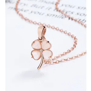 Premium Natural Opal Clover Necklace Four-Leaf Shamrock Pendant Women's Lucky Jewelry for Daily Wear and Celebration thumbnail-1