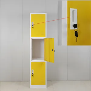 Yellow Color 3 Doors Metal Gym Locker Steel Storage Cabinet School Locker thumbnail-3