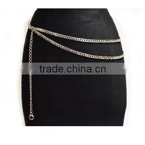 Adjustable Length Double Row Cuban Link Belly Belt Chain thumbnail-1