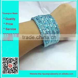 Hotsale Multi Color Rhinestone Locket Leather Bracelet thumbnail-1