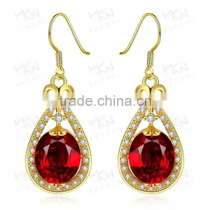 White Gold Plated Ruby Tack Shape Earring thumbnail-2