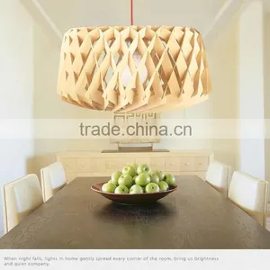 Wooden LED Pendant Light JK-8005B-07 Restaurant Wooden Shade Pendant Lamp E27 Lamp Holder thumbnail-2