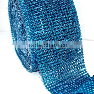 Best Price Wholesale Elastic Plastic Cup Chain Rhinestone Trimming, Stetch Crystal Rhinestone Trims Mesh Banding for Wedding thumbnail-6