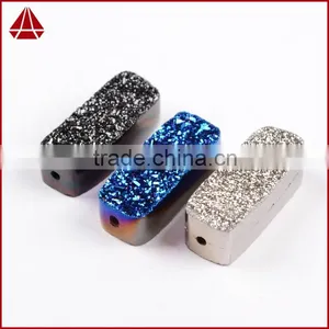 Small Grain Rectangle Flat Agate Druzy Bar Cabochon Semi-precious Gemstone for Jewelry thumbnail-1