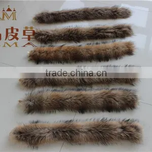 100% Good Quality Raccoon Fur Trimming / Raccoon Fur Collar/natural Raccoon Strips thumbnail-1