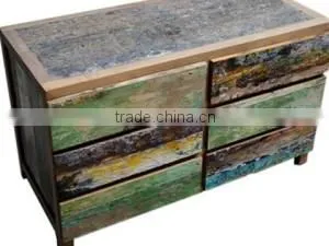 Recycled Teak Boat Sideboard With 6 Drawers thumbnail-1