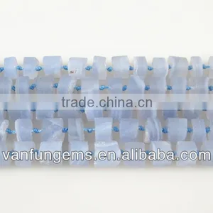 Natural Blue Chalcedony Beads AA Grade thumbnail-1