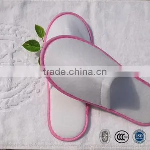 Women Hotel Pull Plush Slipper With Pink Non-woven Piping thumbnail-3