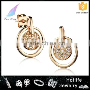 Latest Design Jewelry Round 18K Rose Gold Earrings 2015 New Design With Micro Inlay Zircon thumbnail-1