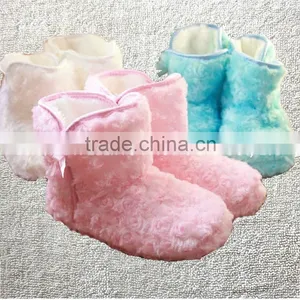 Candy Color Rose Velvet Ribbon Hemming Autumn and Winter Thermal at Home Boots thumbnail-1