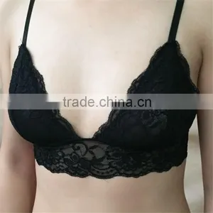 Floral Lace Bra Lacy Bralette Wavy Hem Scalloped Bralette Spaghetti Lined un Padded Sheer Bralette thumbnail-2