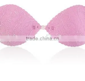 Latest New Backless Sponge Bra Sexy Ladyies Push Up Stylish Purple Lace Fabric Bra thumbnail-1