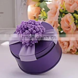 2015- Elegant Style Fashionable Purple Wedding Candy Boxes With Flower thumbnail-2