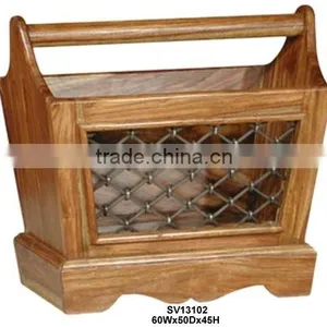 Wooden Magazine Stand,magazine Rack,news Paper Rack,magazine Basket,magazine Holder,indian Wooden Furniture,shesham Furniture thumbnail-1