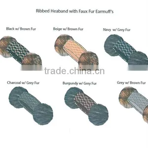Fashion Winter Promotional Customized Jacquard Acrylic Knitted Headband Collection With Faux Fur Earmuff's thumbnail-1